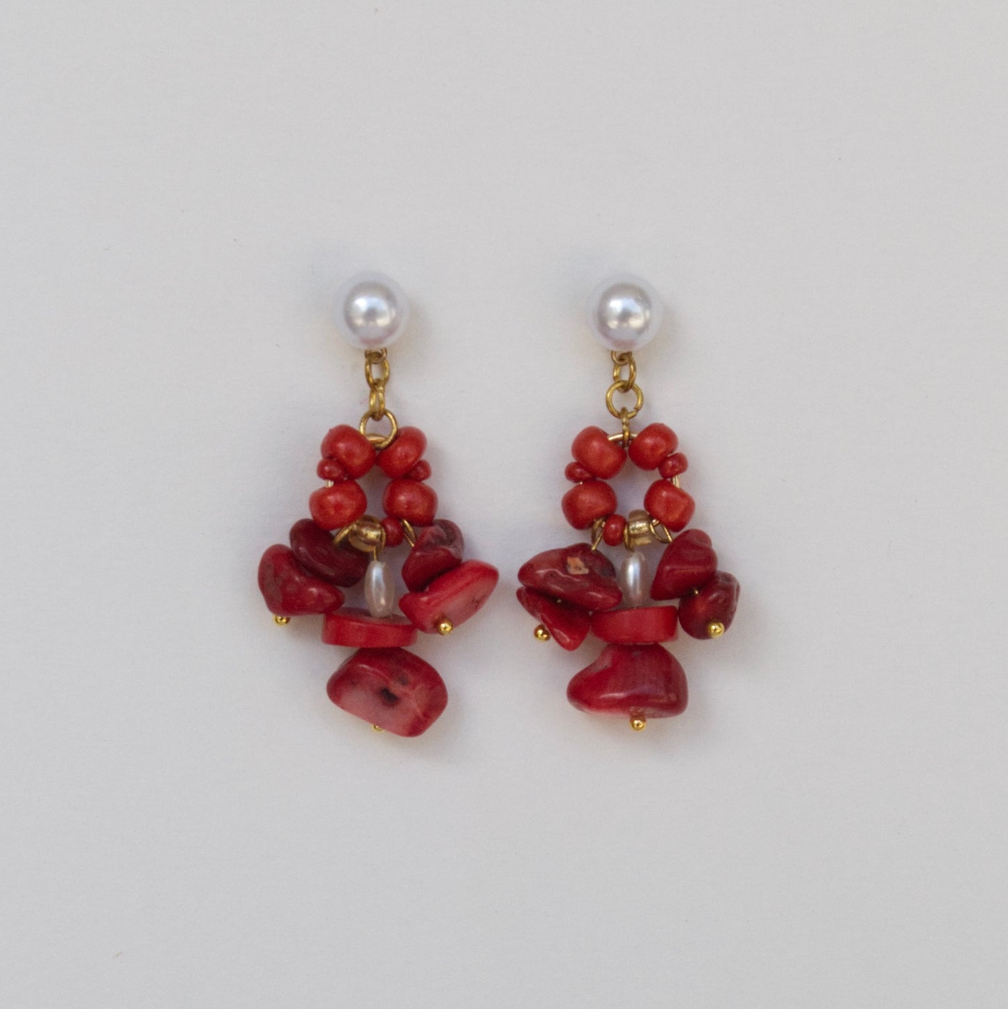 Red Zuri Statement Drop Earrings