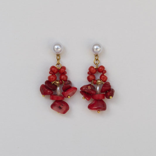Red Zuri Statement Drop Earrings